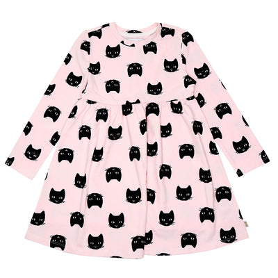 pink dress with black cats