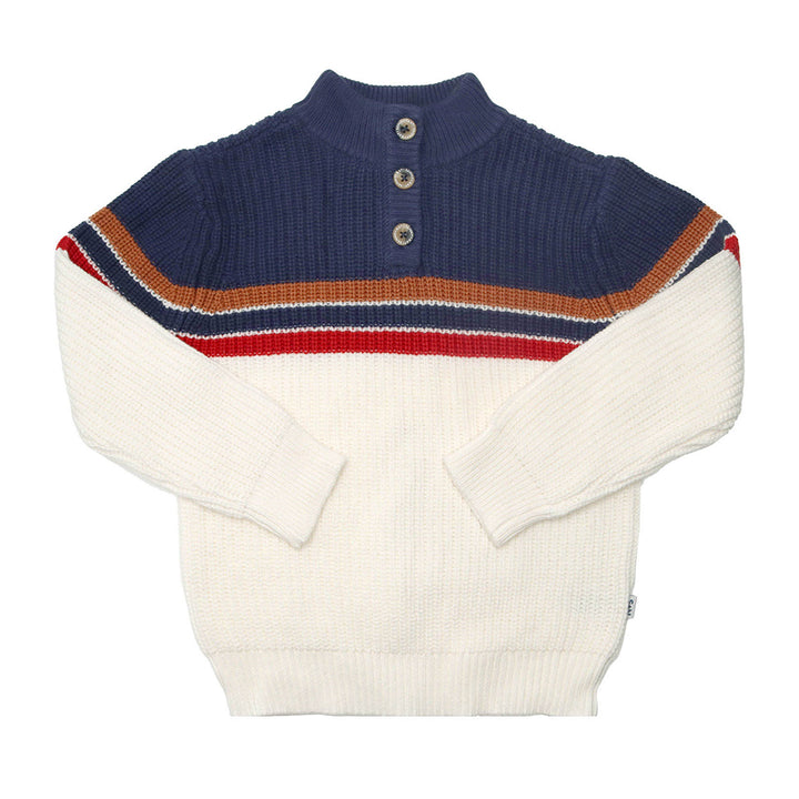 Harrison Striped Sweater in Washed Indigo/Egret