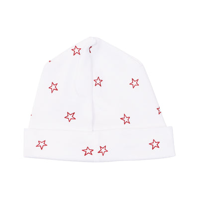 tiny stars receiving hat in red