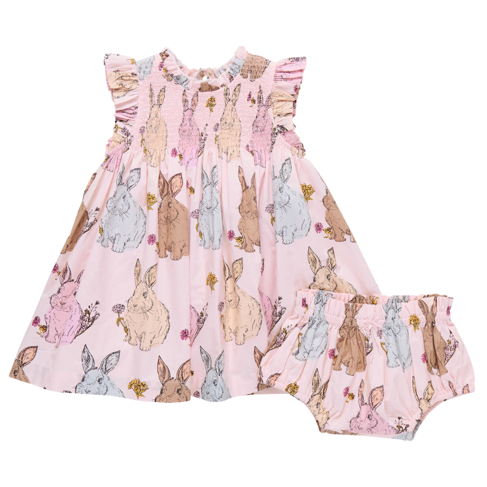 Baby Stevie Dress Set - Vintage Bunnies