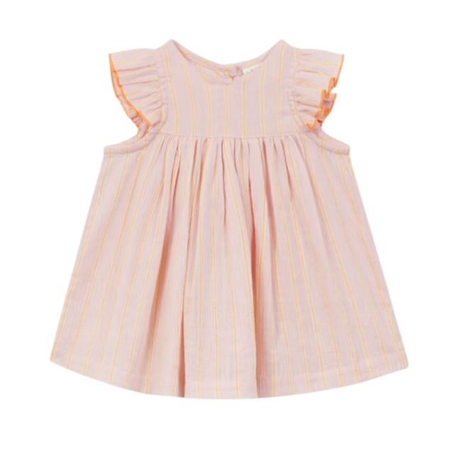 Baby Dress in Rose/Neon Stripe