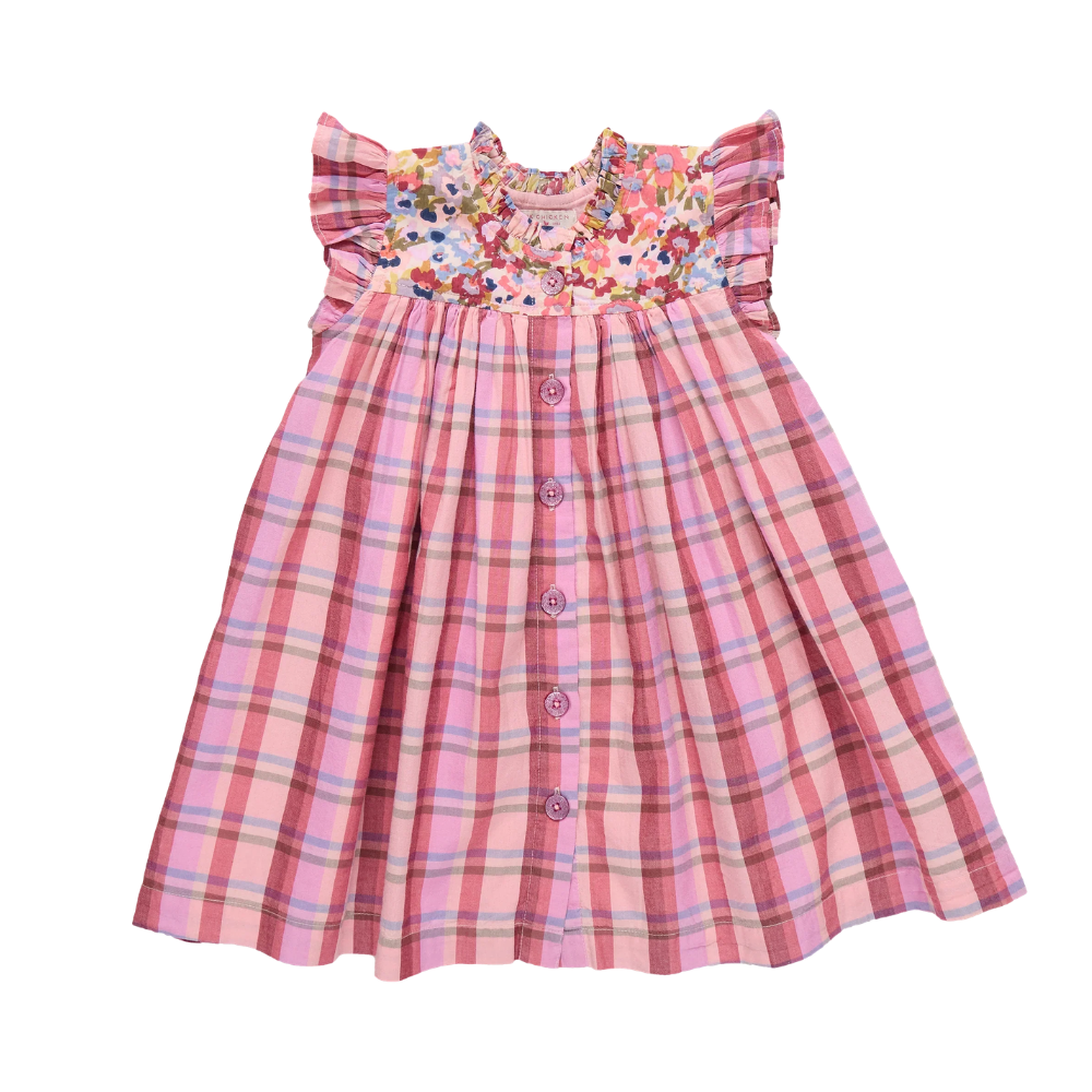 Kaylee Dress - Burgundy Madras Plaid