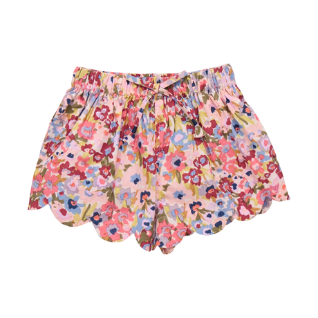 Scallop Short - Burgundy Sketched Floral