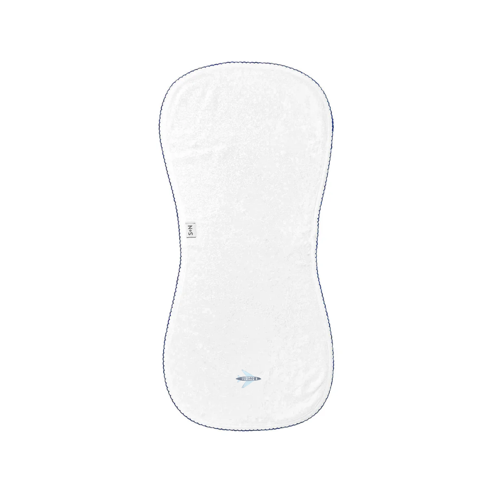 Embroidered Baby Burp Cloth in Airplane