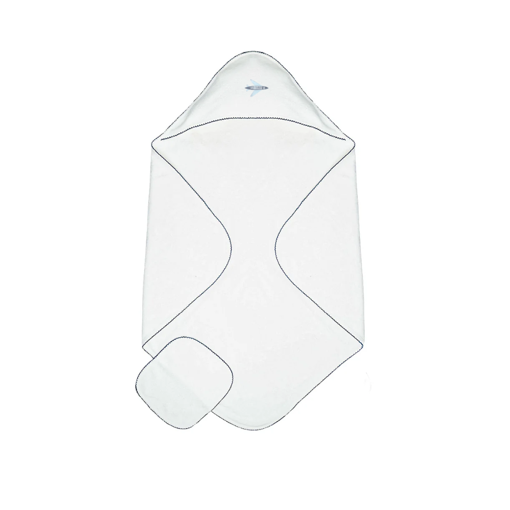 Embroidered Baby Towel + Wash Set in Airplane