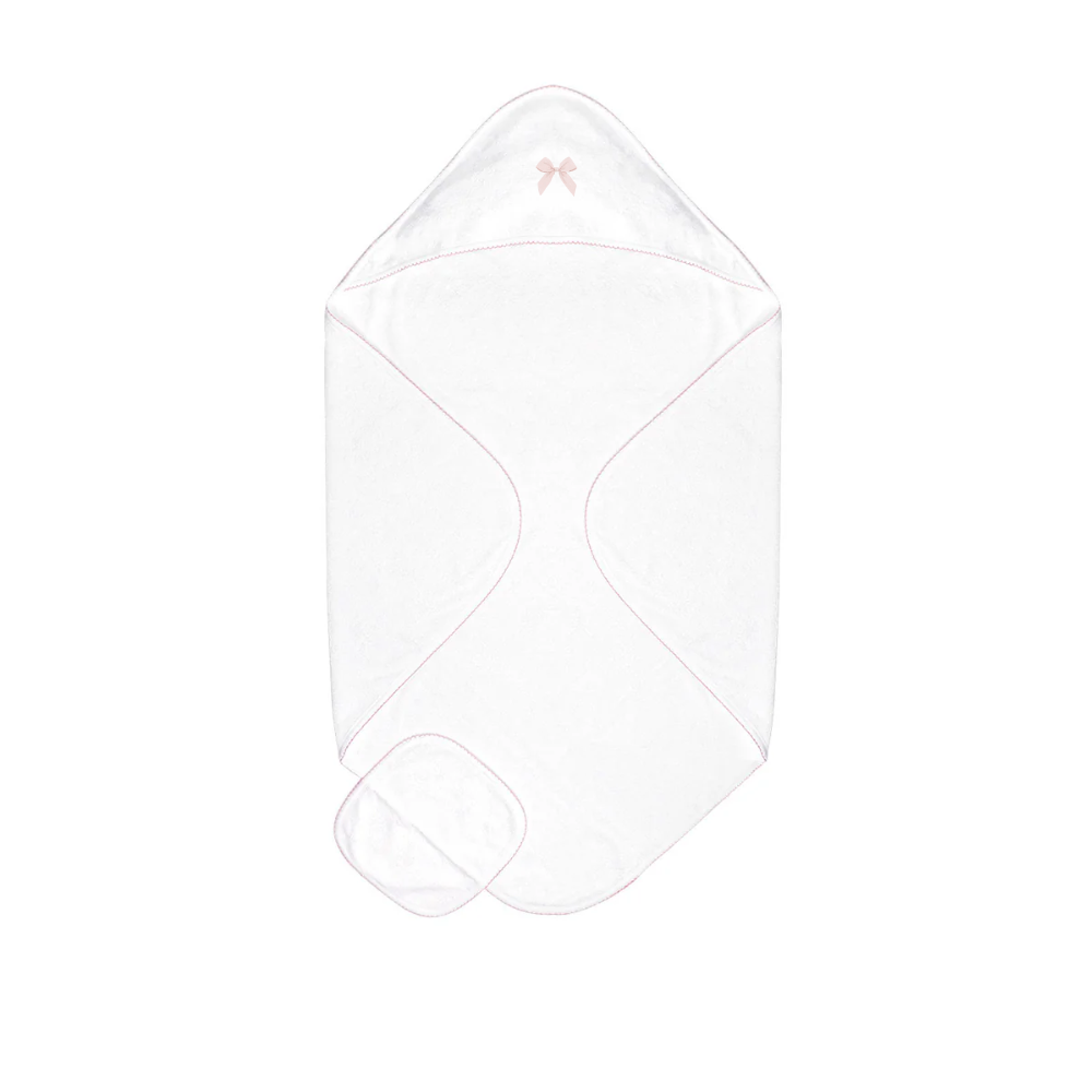 Embroidered Baby Towel + Wash Set in Bow