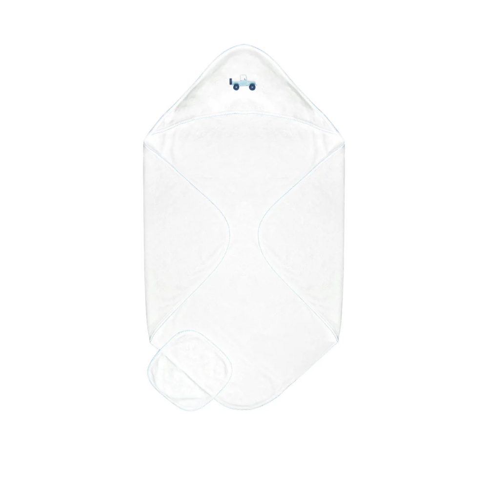 Embroidered Baby Towel + Wash Set in Coastal Cruiser