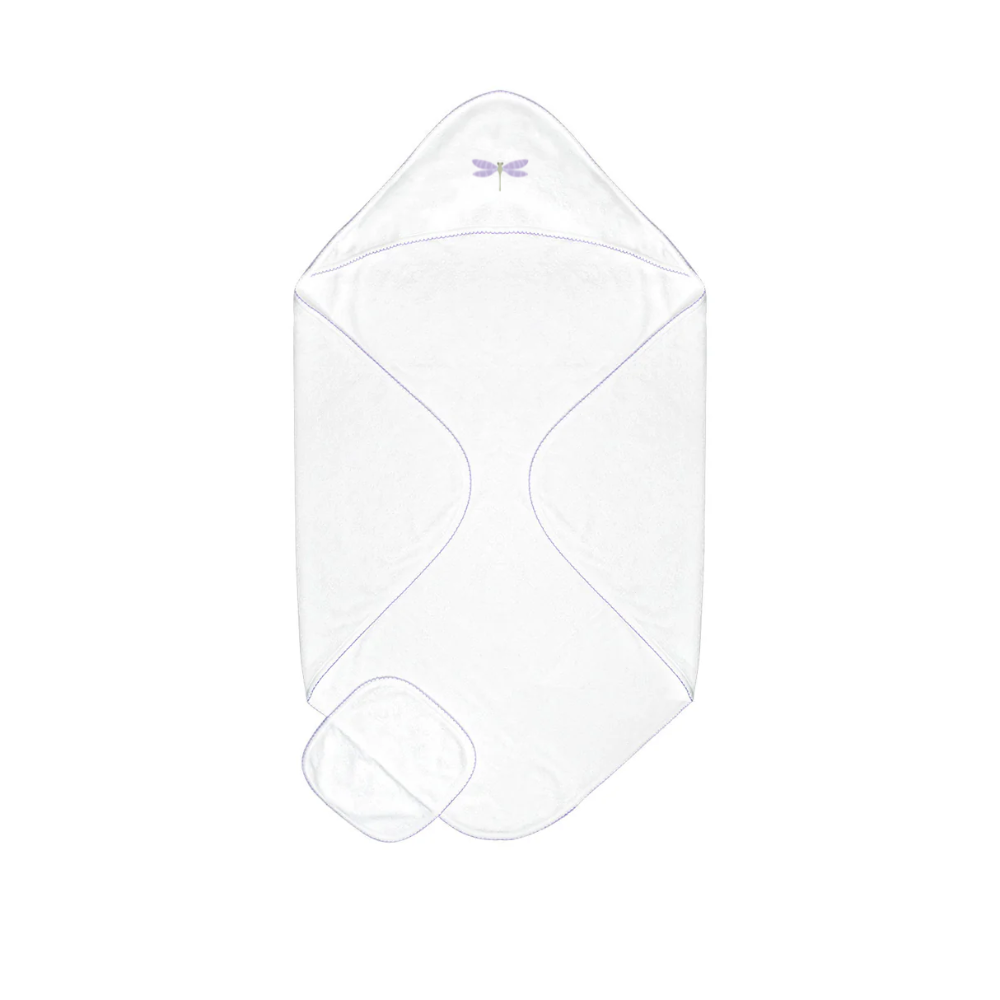 Embroidered Baby Towel + Wash Set in Dragon Fly
