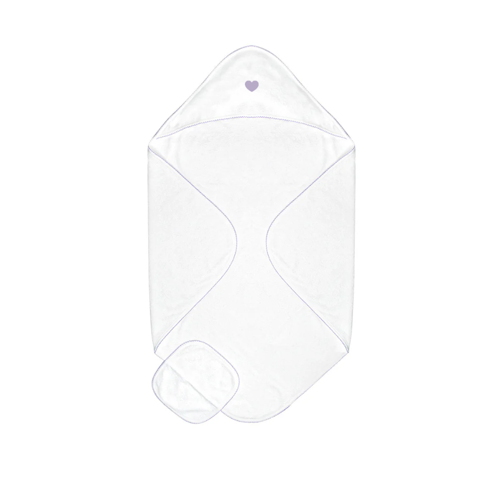 Embroidered Baby Towel + Wash Set in Lavender Love