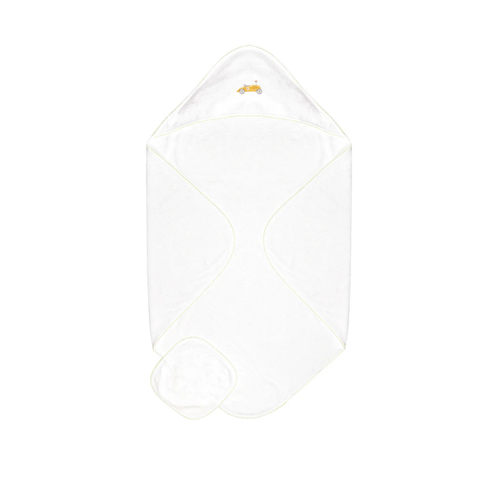 Embroidered Baby Towel + Wash Set in Sunny Racer