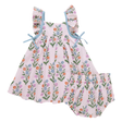 Baby Ailee Dress Set - Pink Dewdrop Block Print