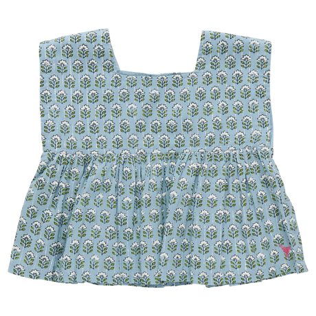 Kamari Top - Blue Prairie Block Print