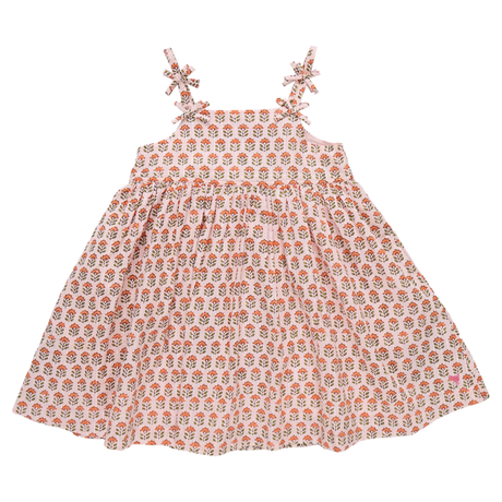 Tia Dress - Pink Prairie Block Print