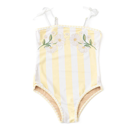 Embroidered One Piece in Butter Stripe