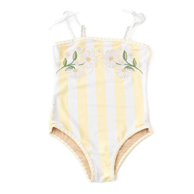 Embroidered One Piece in Butter Stripe