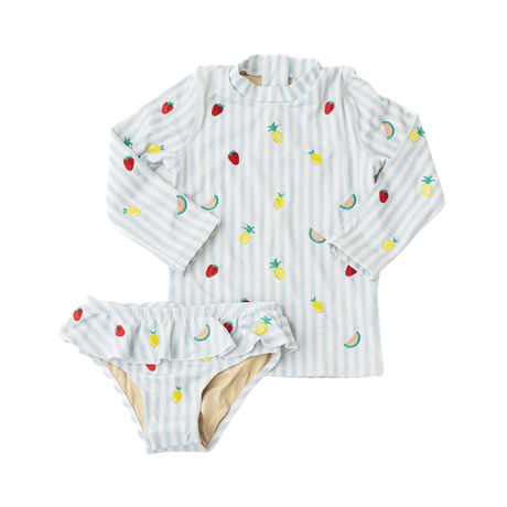 Embroidered Rashguard Set in Picnic Stripe