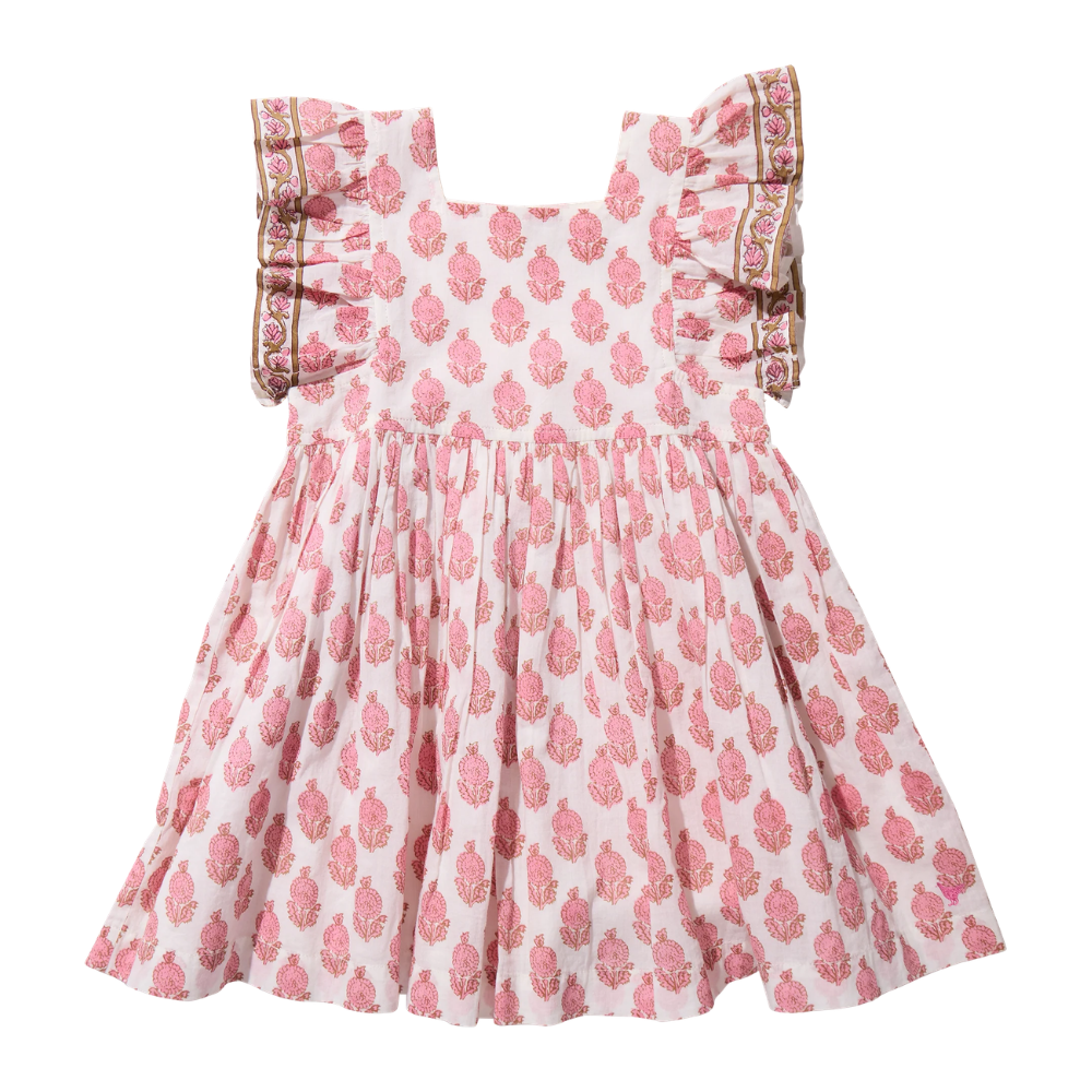 Elsie Dress - Pink Dahlia Floral