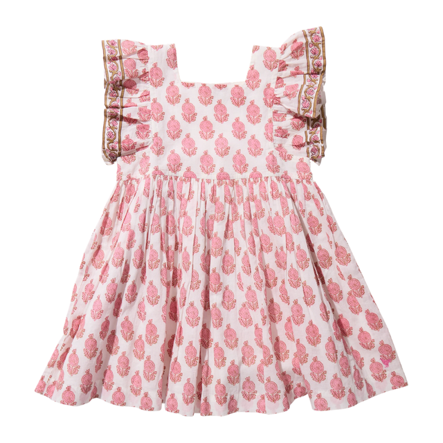 Elsie Dress - Pink Dahlia Floral