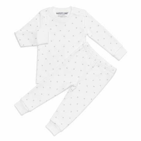 Mini Stars Pajama Set in Pale Whisper