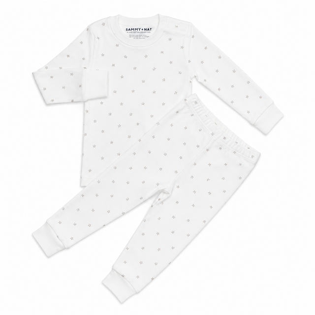 Mini Stars Pajama Set in Pale Whisper