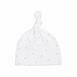 Mini Stars Top-Knot Receiving Hat in Pale Whisper