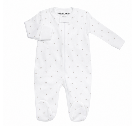 Mini Stars Zipper Romper in Pale Whisper