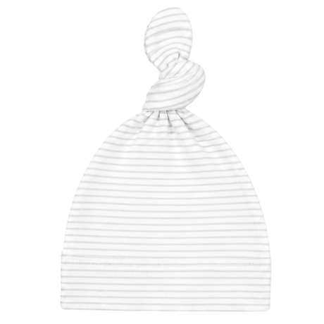 Classic Stripe Top-Knot Receiving Hat in Grey