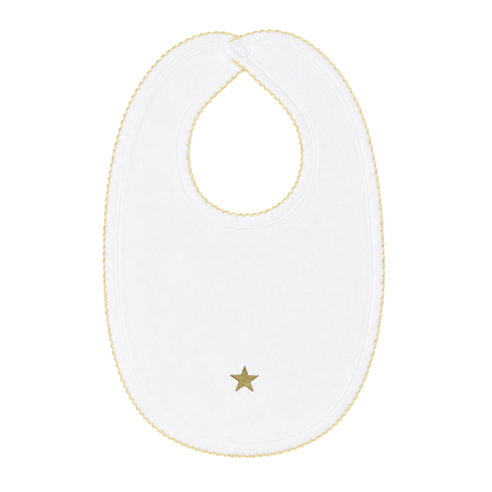 Embroidered Bib - Mini Stars in Pale Whisper