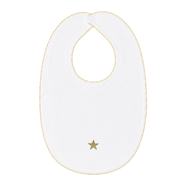Embroidered Bib - Mini Stars in Pale Whisper