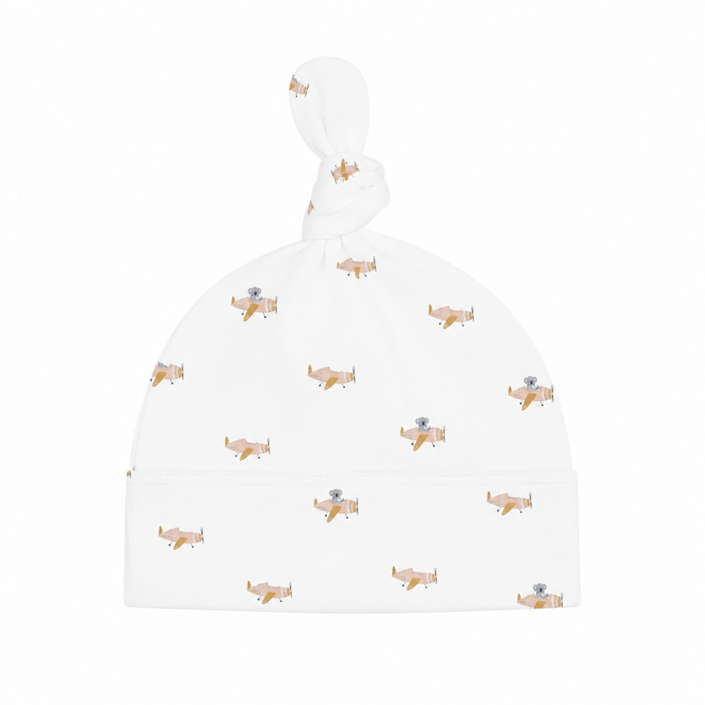 Koala In The Sky Top-Knot Receiving Hat