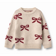 Bow Jacquard Pullover in Eggshell