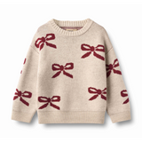 Bow Jacquard Pullover in Eggshell