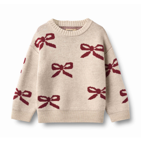 Bow Jacquard Pullover in Eggshell