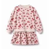 Maggie Sweat Dress in Almond Peach Bows