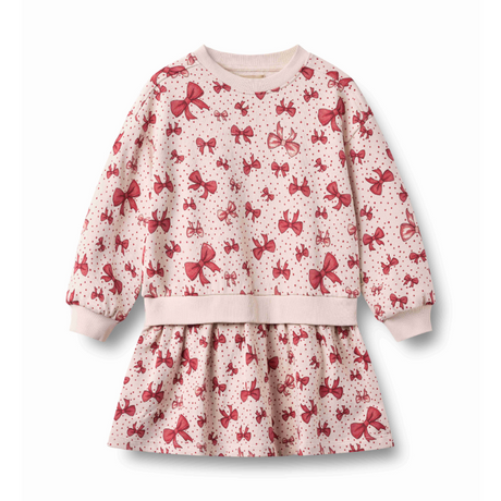 Maggie Sweat Dress in Almond Peach Bows