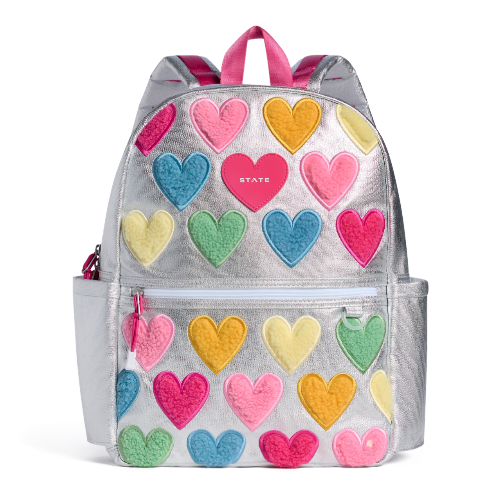 Kane Backpack in Metallic Happy Fuzzy Hearts