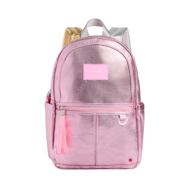 Kane Mini Backpack in Metallic Pink/Silver