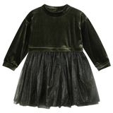 Birdie Dress in Green Velvet