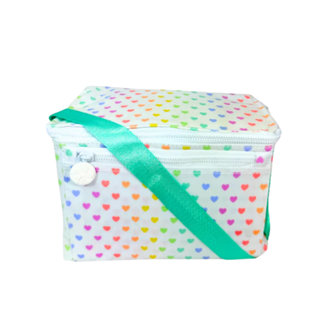 Rainbow Hearts Lunch Box in Teal - Wipeable