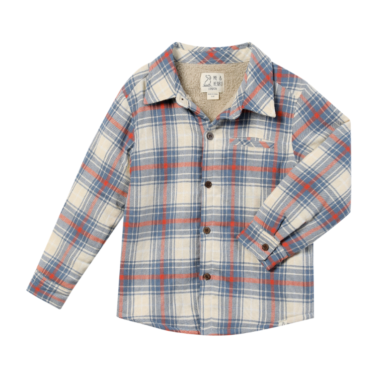 Adventurer Shacket in Blue/Pumpkin/White Plaid