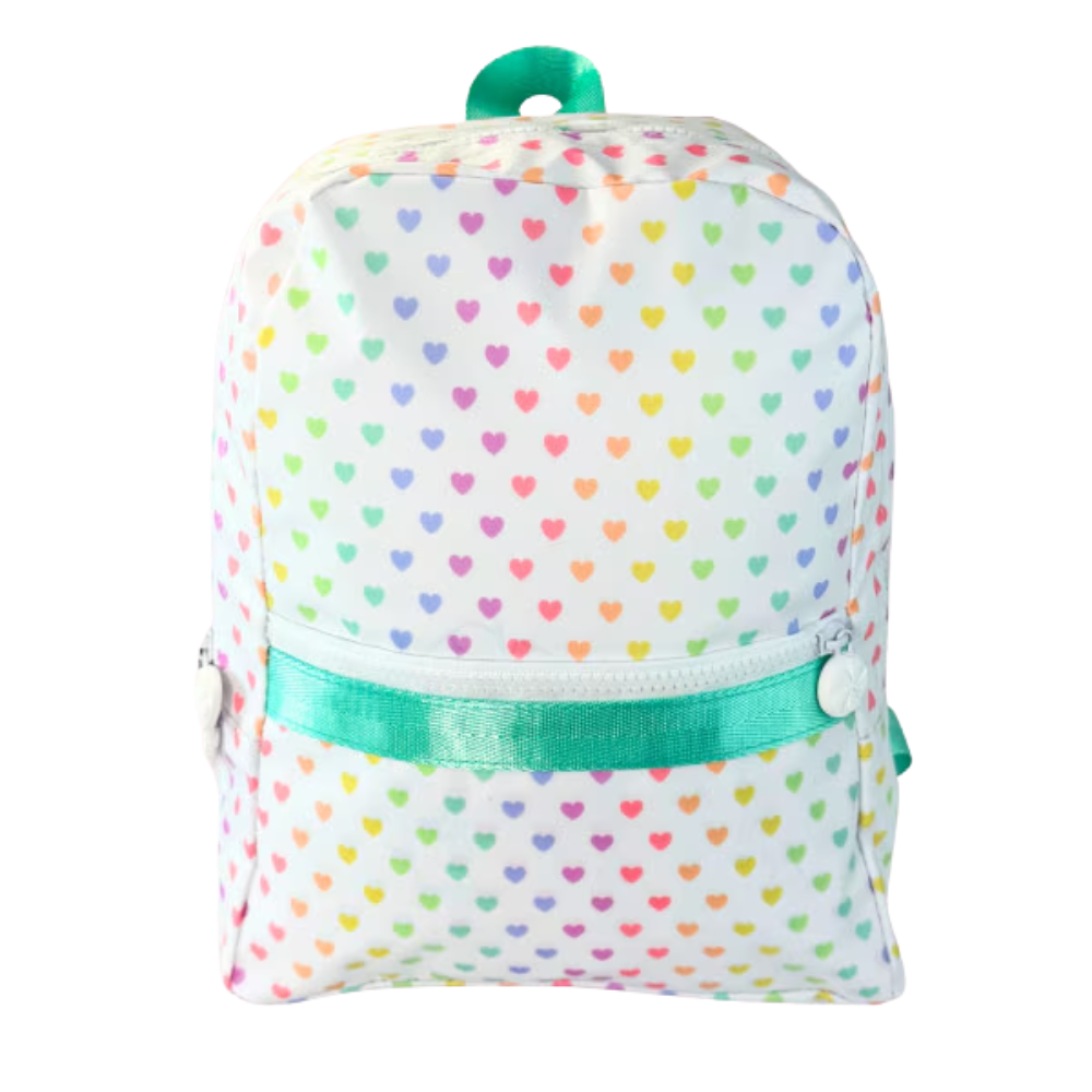 Rainbow Hearts Small Backpack in Teal