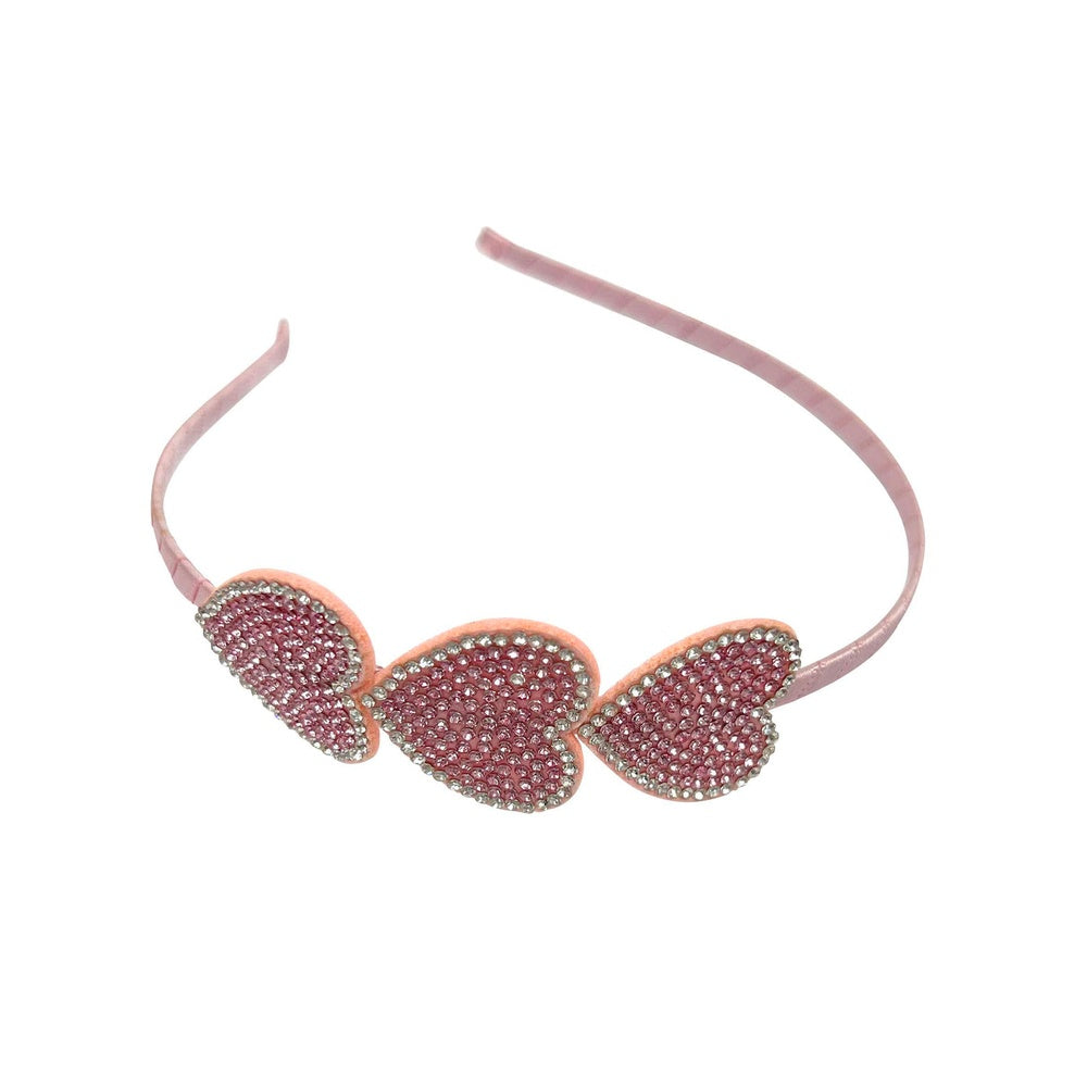 Pink Rhinestone Heart Headband