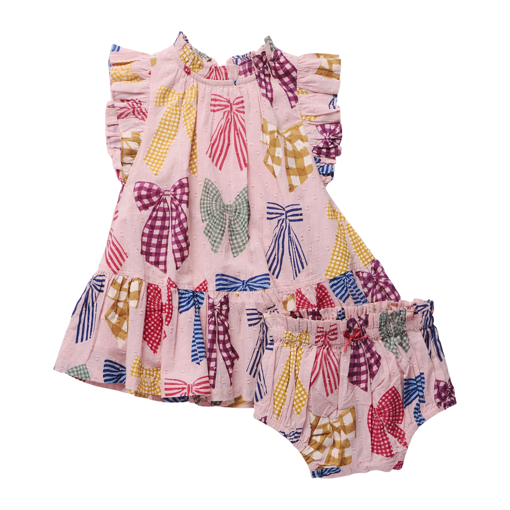 Baby Harper Dress Set - Patterned Bows