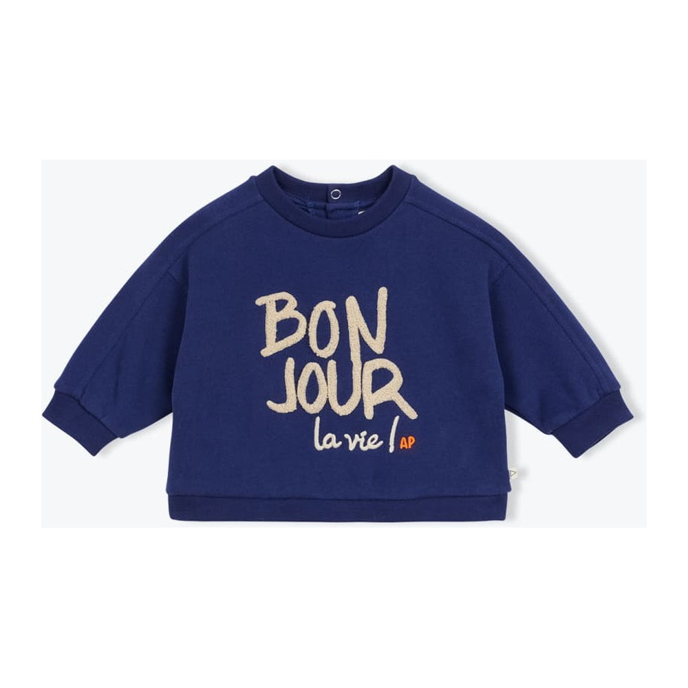 Bonjour La Vie Baby Sweatshirt in Navy