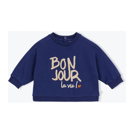 Bonjour La Vie Baby Sweatshirt in Navy