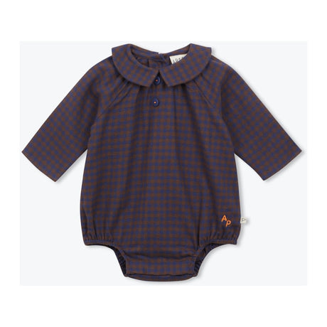 Gingham Baby Romper in Brown