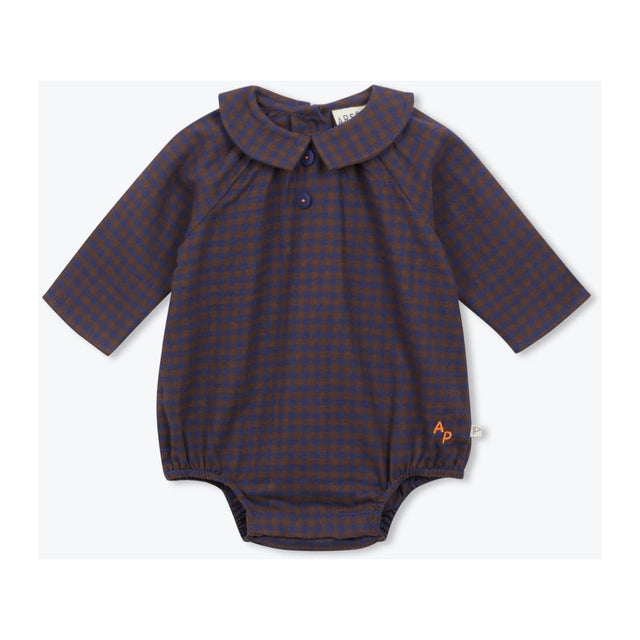 Gingham Baby Romper in Brown