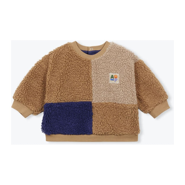 Sherpa Patch Baby Sweatshirt in Camel