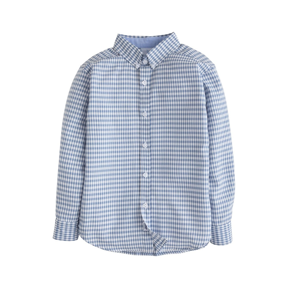 Button Down Shirt in Gray Blue Gingham