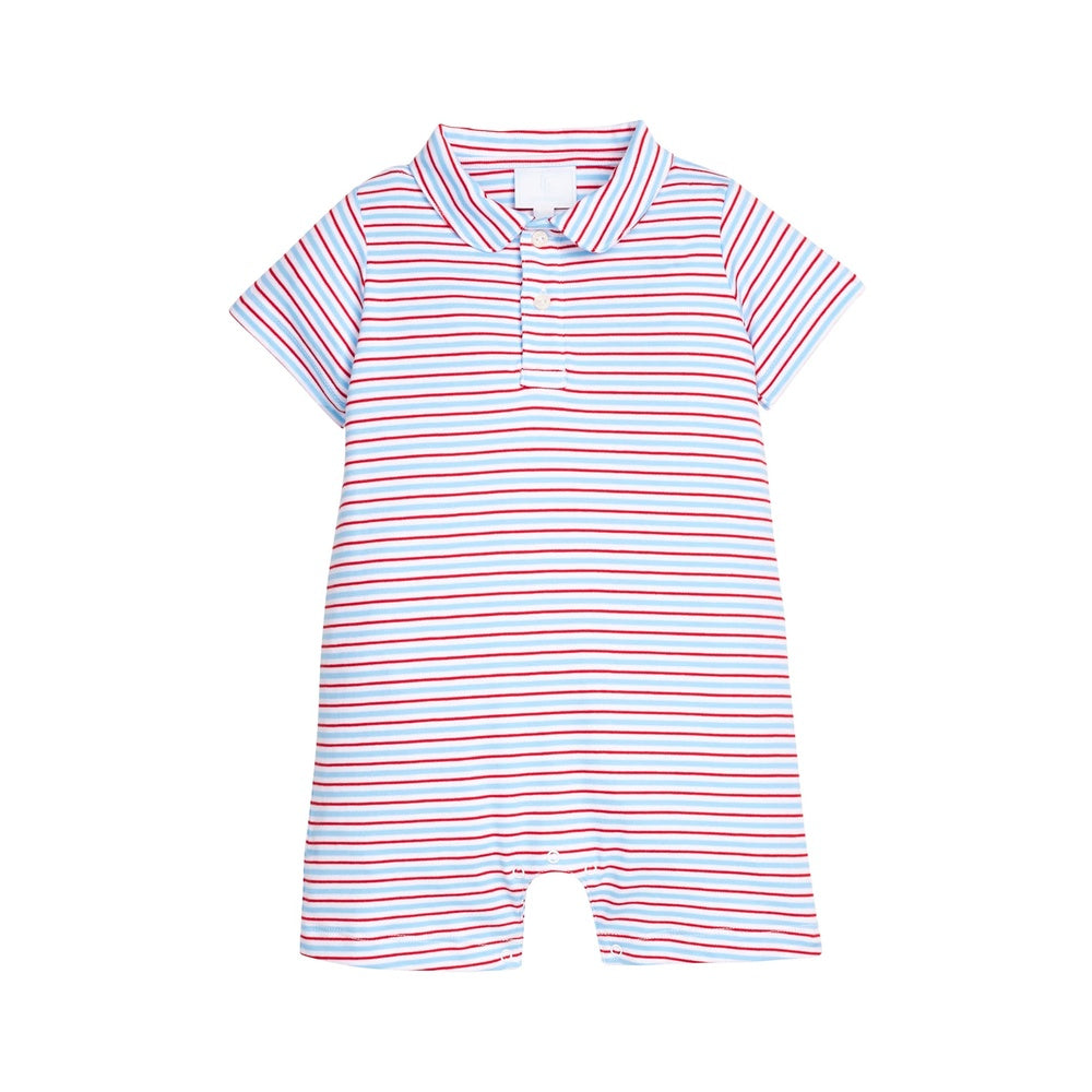 Peter Pan Polo Romper in Primary Stripe